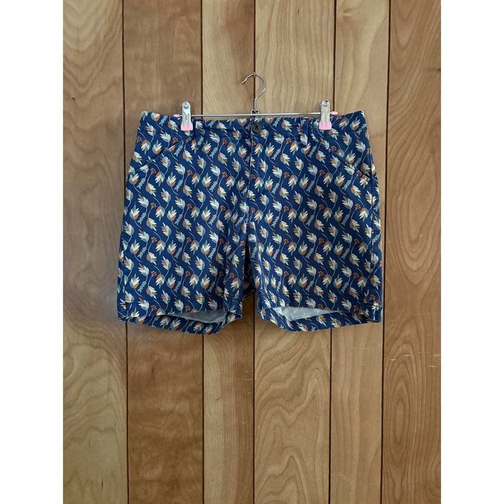 Lee Regular Fit Mid Rise Shorts Womens 12 Blue Floral Leaf Print‎ 4622090 Summer